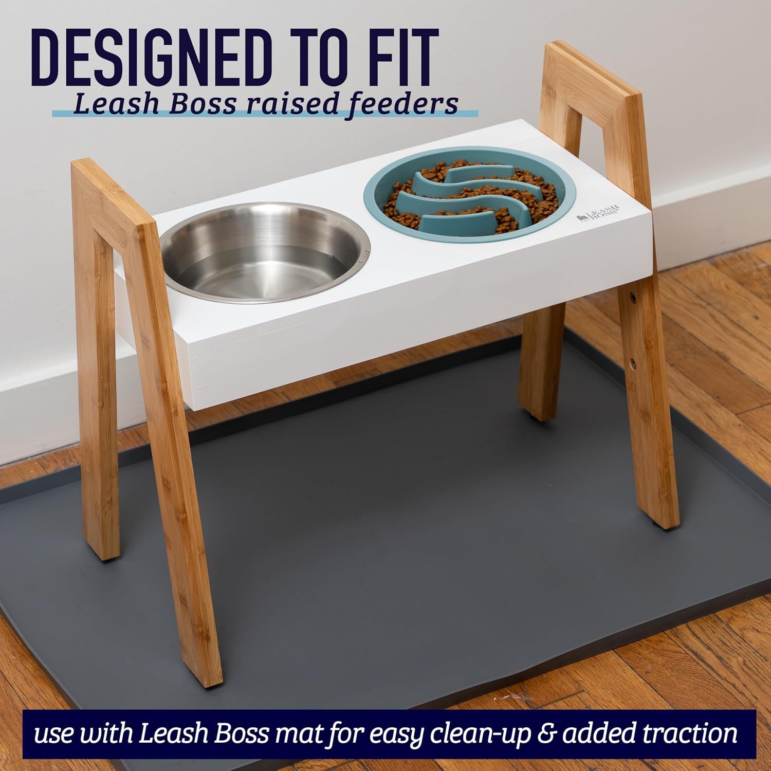 Slow Feeder Dog Bowls - 2 Cup, Gray Star Maze - Slow Feeder Insert - Non-Slip Base