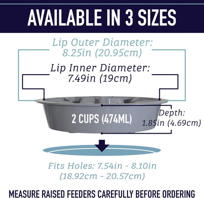 Slow Feeder Dog Bowls - 2 Cup, Gray Star Maze - Slow Feeder Insert - Non-Slip Base